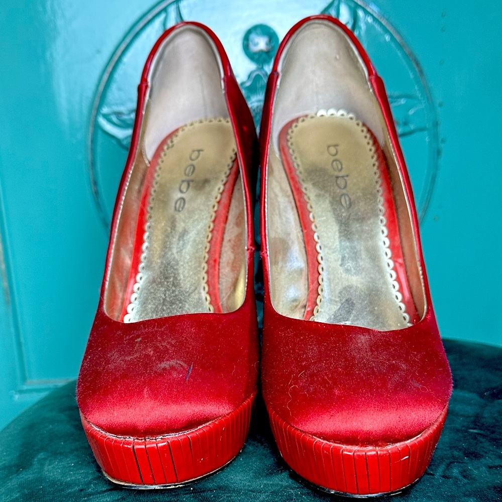Bebe red platform heels. Size 8.